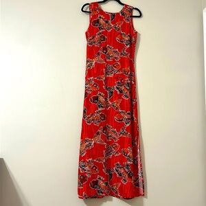 Line Two Women’s Red Printed Maxi Dress Koi Fish Sz Small Resortwear Vacation